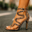 Women's Snakeskin Print Wrap Strap Stiletto Heels