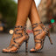 Women's Snakeskin Print Wrap Strap Stiletto Heels