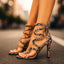 Women's Snakeskin Print Wrap Strap Stiletto Heels