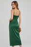 Women's Wedding Guest Draped Cowl Neck Slit Fitted Midi Dress