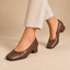 Women's Split-Toe Square-Toe with Low Block Heel Pumps