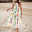 Women's Printed White Square Neck Midi Summer Dress