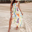Women's Printed White Square Neck Midi Summer Dress