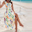 Women's Printed White Square Neck Midi Summer Dress