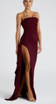 Women's Strapless High Slit Maxi Dress