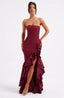 Women's Asymmetric Strapless Ruffle Maxi Dress