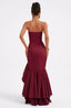 Women's Asymmetric Strapless Ruffle Maxi Dress