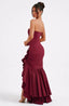 Women's Asymmetric Strapless Ruffle Maxi Dress