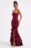 Women's Asymmetric Strapless Ruffle Maxi Dress