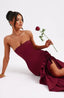 Women's Asymmetric Strapless Ruffle Maxi Dress