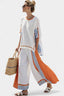 Women's Striped Colorblock Oversized Top Wide Leg Pants Set