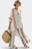 Women's Striped Colorblock Oversized Top Wide Leg Pants Set