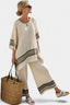 Women's Striped Colorblock Oversized Top Wide Leg Pants Set