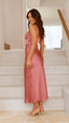 Women's Draped Cowl Neck Midi Wedding Guest Dress