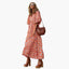Women's Summer Boho Polka Dot V-Neck Flowy Maxi Sundress