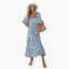 Women's Summer Boho Polka Dot V-Neck Flowy Maxi Sundress