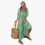 Women's Summer Boho Polka Dot V-Neck Flowy Maxi Sundress