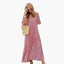 Women's Summer Boho Polka Dot V-Neck Flowy Maxi Sundress