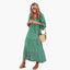 Women's Summer Boho Polka Dot V-Neck Flowy Maxi Sundress