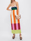 Women's Summer Colorblock Spaghetti Strap Midi Sundress