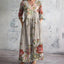 Women's Floral Boho Summer V-Neck Long Sleeve Flowy Maxi Dress