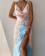 Women's Chic V-Neck High Slit Summer Midi Dress