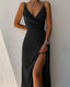 Women's Chic V-Neck High Slit Summer Midi Dress