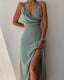 Women's Chic V-Neck High Slit Summer Midi Dress
