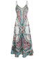 Women's Summer Wedding Boho Paisley Print Spaghetti Strap Maxi Dress