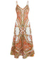 Women's Summer Wedding Boho Paisley Print Spaghetti Strap Maxi Dress
