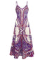 Women's Summer Wedding Boho Paisley Print Spaghetti Strap Maxi Dress