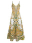 Women's Summer Wedding Boho Paisley Print Spaghetti Strap Maxi Dress