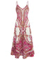 Women's Summer Wedding Boho Paisley Print Spaghetti Strap Maxi Dress