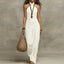 Women's Summer Wedding Halter Neck Crossover Backless Maxi Dress