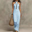 Women's Summer Wedding Halter Neck Crossover Backless Maxi Dress