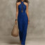 Women's Summer Wedding Halter Neck Crossover Backless Maxi Dress