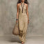 Women's Summer Wedding Halter Neck Crossover Backless Maxi Dress