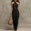 Women's Summer Wedding Halter Neck Crossover Backless Maxi Dress
