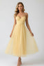 Women's Wedding Guest Corset Sweetheart Neck Tulle Midi Dress