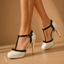 Women's T-Strap with High Heel and Ankle Buckle Platform Pumps