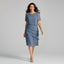 Women's Tiered Round Neck Short Sleeve Asymmetrical Midi Dress