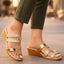 Women's Triple Strap Slip-On Low Wedge Sandals