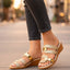 Women's Triple Strap Slip-On Low Wedge Sandals