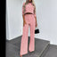 Women's Chic Two-Piece Crop Top Wide-Leg Pants Set