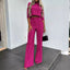 Women's Chic Two-Piece Crop Top Wide-Leg Pants Set