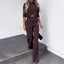 Women's Chic Two-Piece Crop Top Wide-Leg Pants Set
