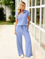 Women's V-Neck Top and Wide-Leg Pants Set