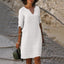 Women's V-Neck 3/4 Sleeve Relaxed Fit Knee Length Midi Dress