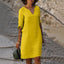 Women's V-Neck 3/4 Sleeve Relaxed Fit Knee Length Midi Dress