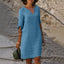 Women's V-Neck 3/4 Sleeve Relaxed Fit Knee Length Midi Dress